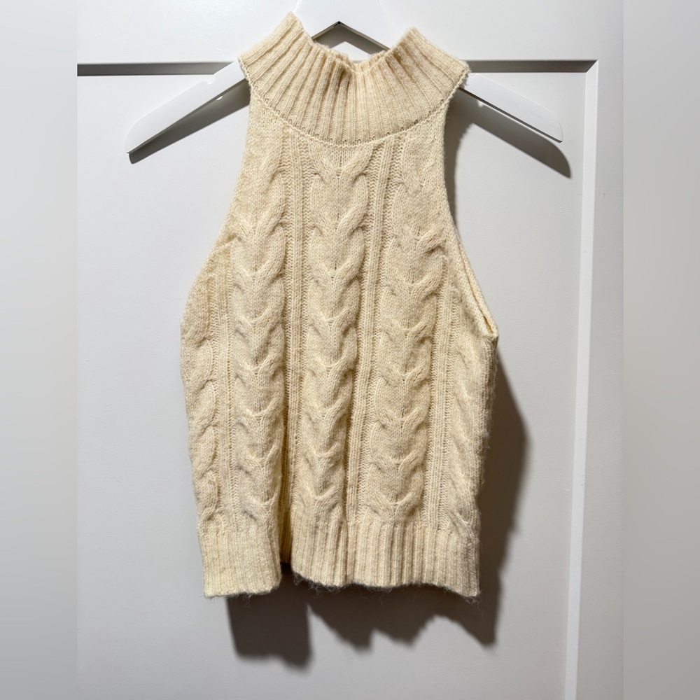 Heartloom Cable-Knit Sleeveless Turtleneck - Cream